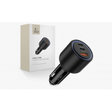 Automobilinis įkroviklis 12-24V 2xUSB C + USB 175W juodas Tech-Protect CC04
